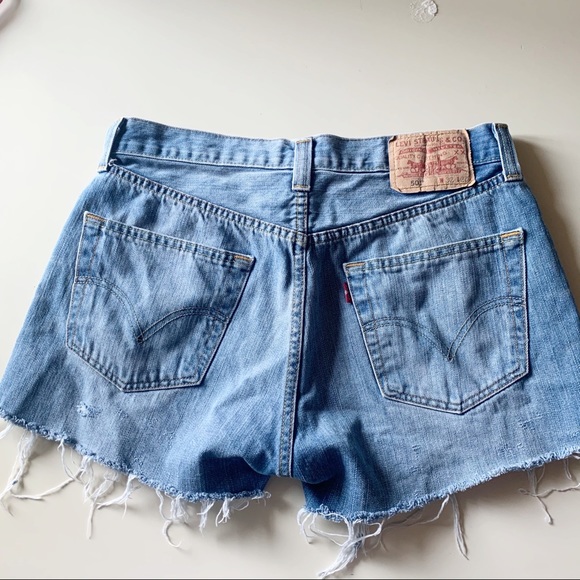 Levi Original 501 Cut Off Denim Shorts Sz 30 - Picture 10 of 11